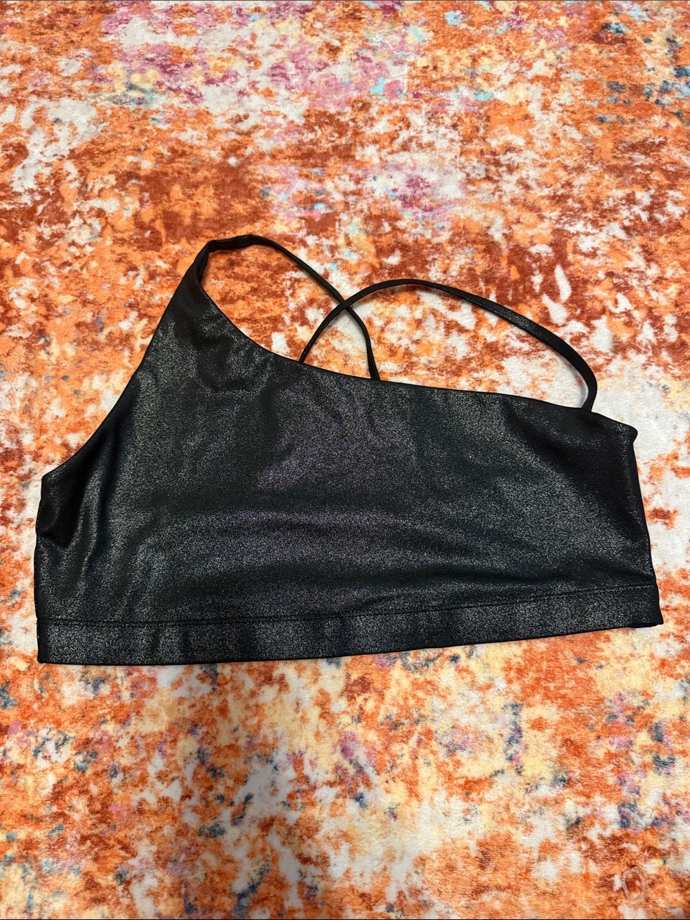 GAP Black Shimmer Asymmetric Crop Top